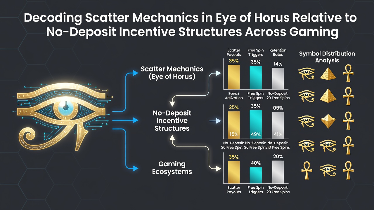 Comparison chart of scatter bonus outcomes in Eye of Horus across different no-deposit gaming sites
