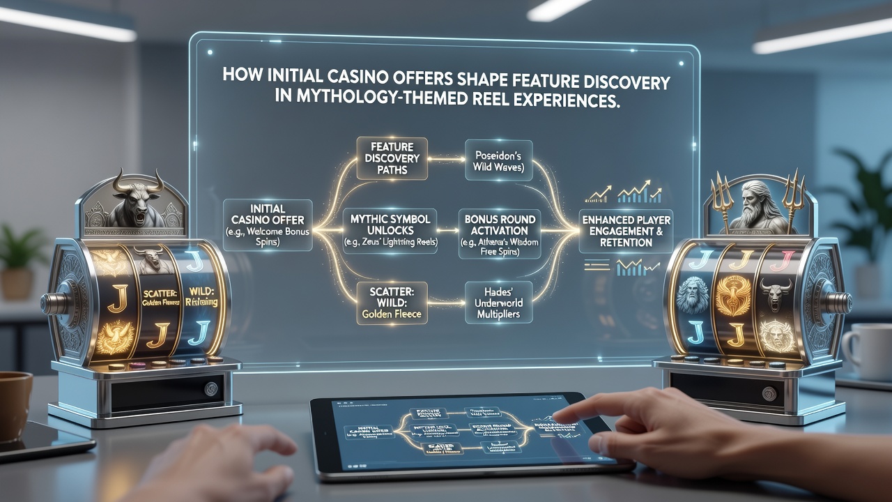 Detailed view of reel symbols and bonus interface in a mythology slot game